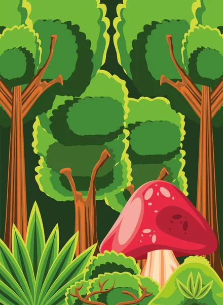 森林真菌树 — 图库矢量图片