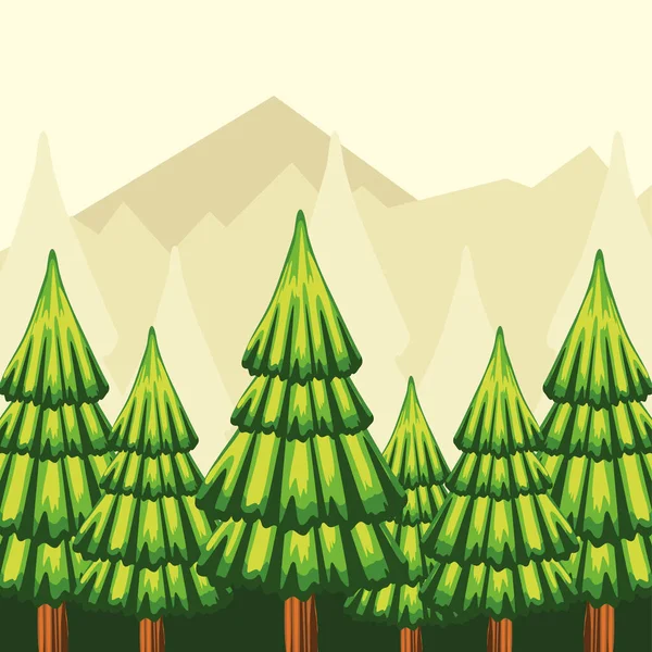 Paisaje bosque de pino — Vector de stock