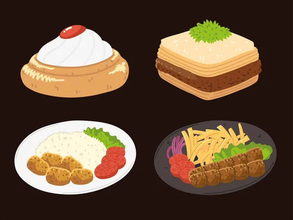 Set de comida árabe — Vector de stock