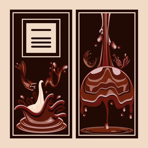 Bannière éclaboussante de chocolat — Image vectorielle