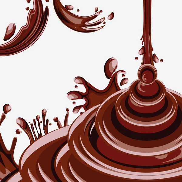 Falling chocolate splashes — Stock Vector