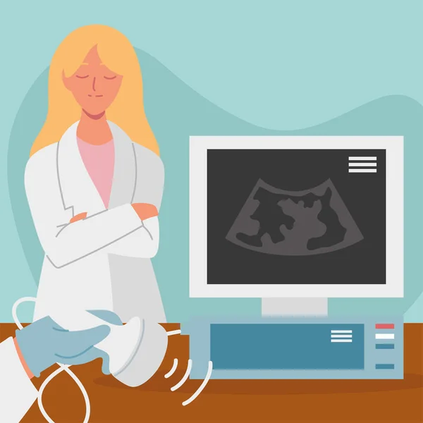 Gynecology ultrasound diagnosis — Stock Vector