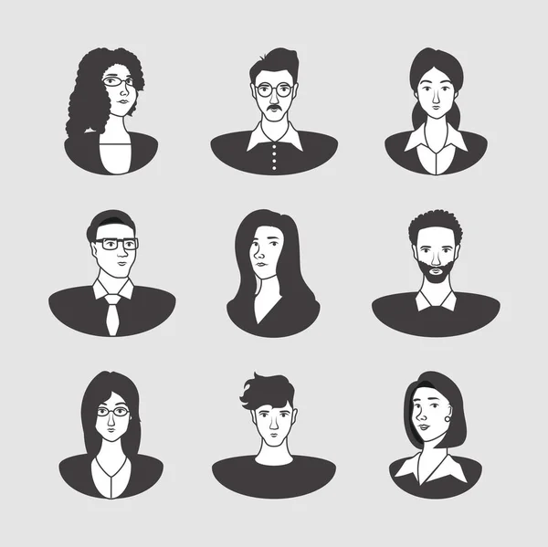 Retrato de personas conjunto — Vector de stock