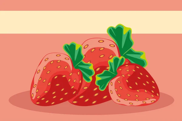 Tropical fruits strawberries — Stock Vector