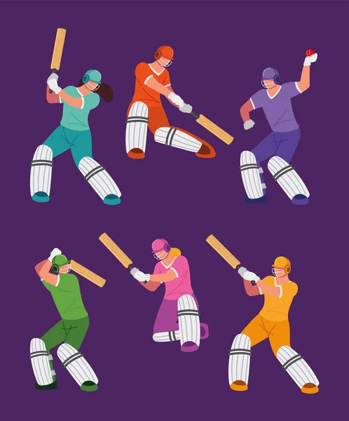 Jugadores de cricket deporte — Archivo Imágenes Vectoriales
