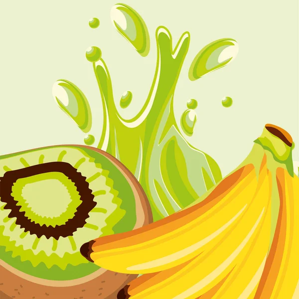 热带水果香蕉猕猴桃 — 图库矢量图片