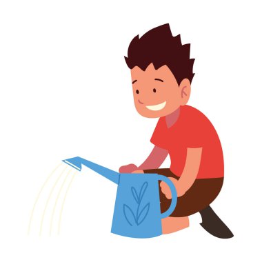 Sulama kutusu olan çocuk.