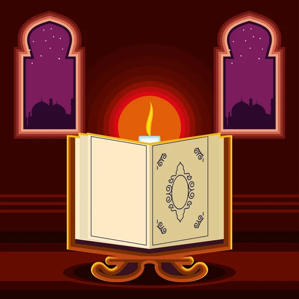 Temple candle quran — Stock Vector