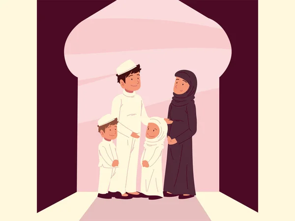 Meczet rodziny muzułmanów — Wektor stockowy