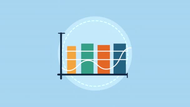 Statistiche bar infografica icona animazione — Video Stock