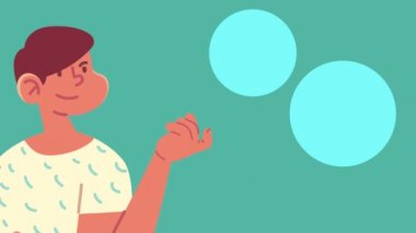 İş simgeleri olan genç bir çocuk.