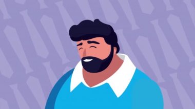 Genç sakallı güçlü erkek karakteri