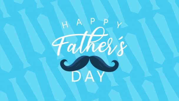 Happy fathers day lettering with mustache — Stock Video