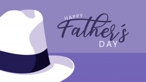 エレガントな帽子で幸せな父親の日のレタリング — ストック動画