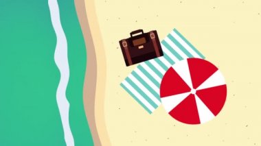 Şemsiyeli ve havlulu yaz animasyonu sahnesi