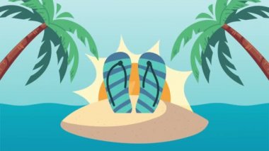 Adada parmak arası terliklerle yaz animasyonu