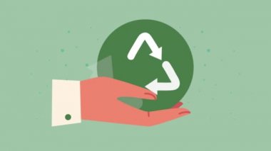 Elle kaldırılan oklarla ekoloji animasyonu geri dönüşüm