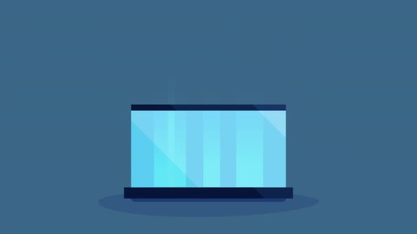 Laptop com documentos de animação de papel — Vídeo de Stock