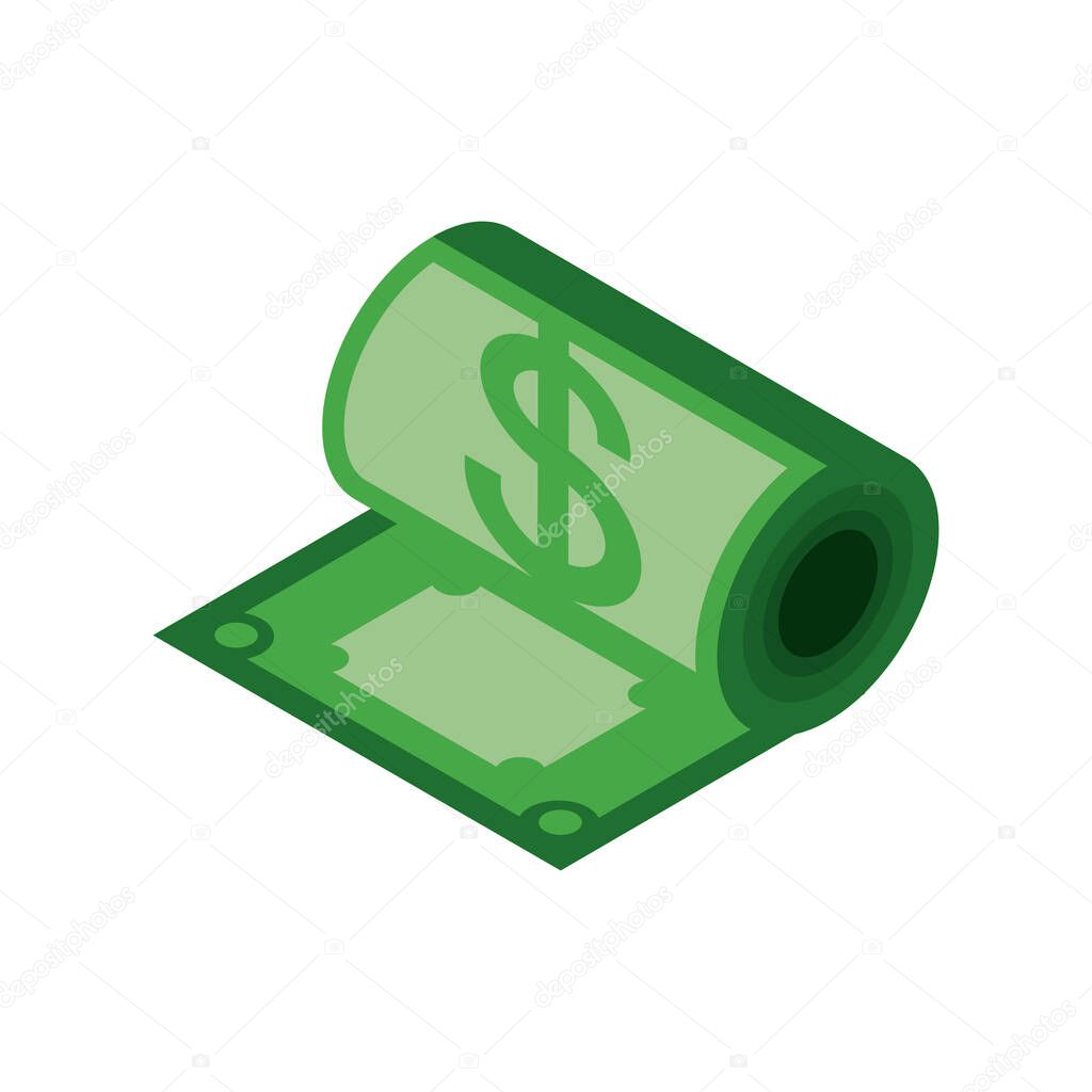 money roll banknote isometric