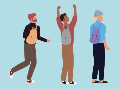 Sırt çantalı adamlar.