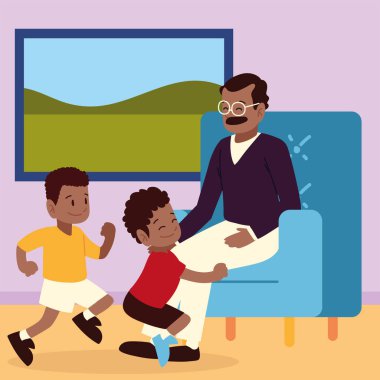 Babasıyla birlikte çocuklar.