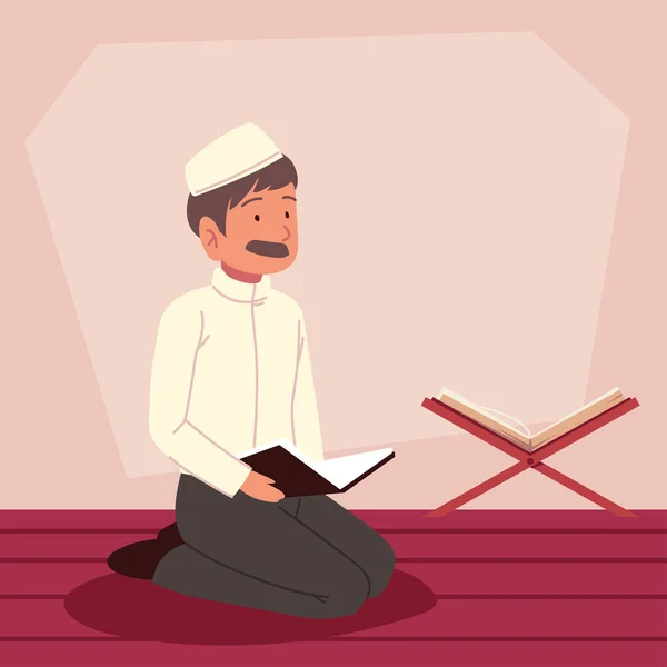Árabe homem com Quran —  Vetores de Stock