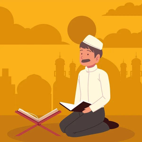 Muslim rezando a allah —  Vetores de Stock