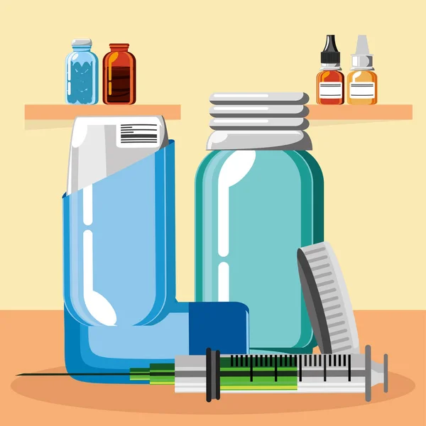 Médicament inhalateur d'asthme — Image vectorielle