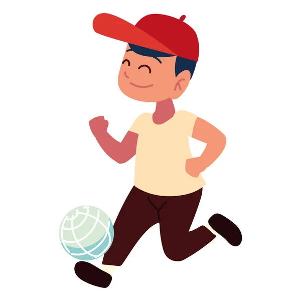 Garçon jouer avec ballon — Image vectorielle
