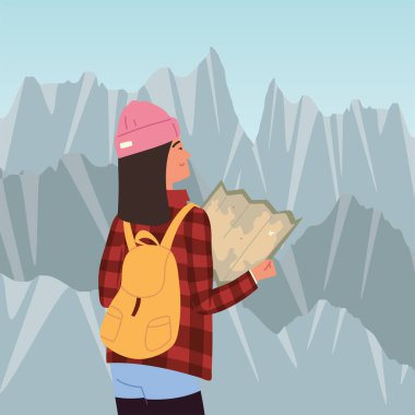 Harita manzaralı turist