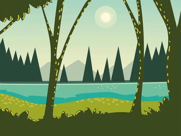 Paisaje árboles plantas — Vector de stock