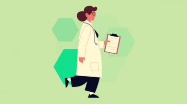 Bayan doktor emirle yürüyor.