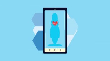 akıllı telefon ve hasta siluetinde kalp kardiyosu