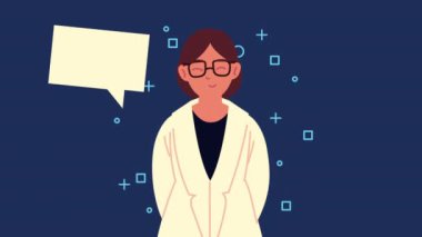 Kadın doktor komik karakter konuşuyor.