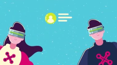 Gözlük karakterleri kullanan genç oyuncular