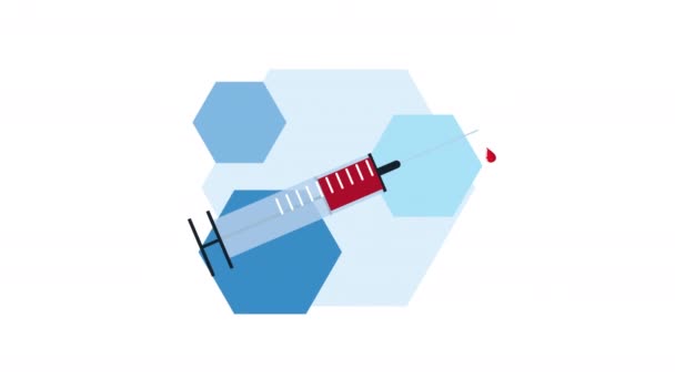 Jeringa para inyección con animación sanguínea — Vídeo de stock