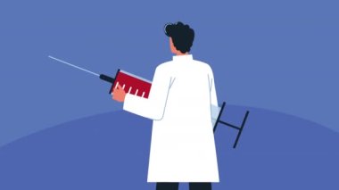 Şırınga kanına sahip doktor.