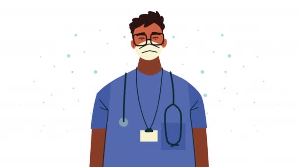 Медицинский работник со стетоскопом — стоковое видео