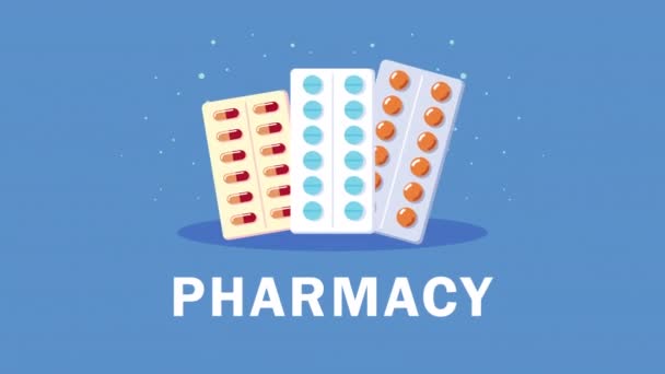 Lékárenské písmo a drogová animace — Stock video