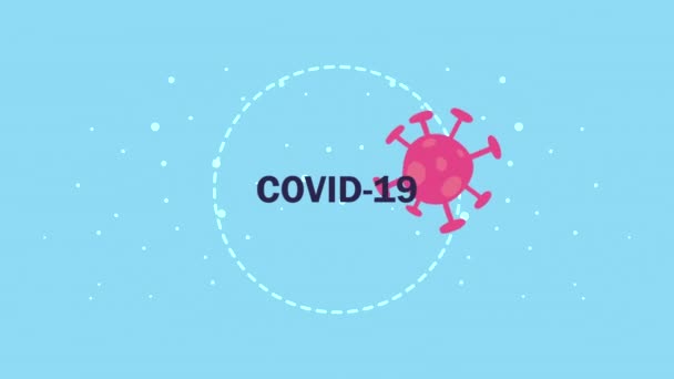 Covid19 partícula alrededor de la animación de letras — Vídeo de stock