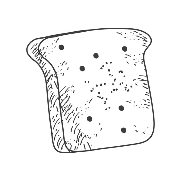 Rebanada boceto de pan — Vector de stock