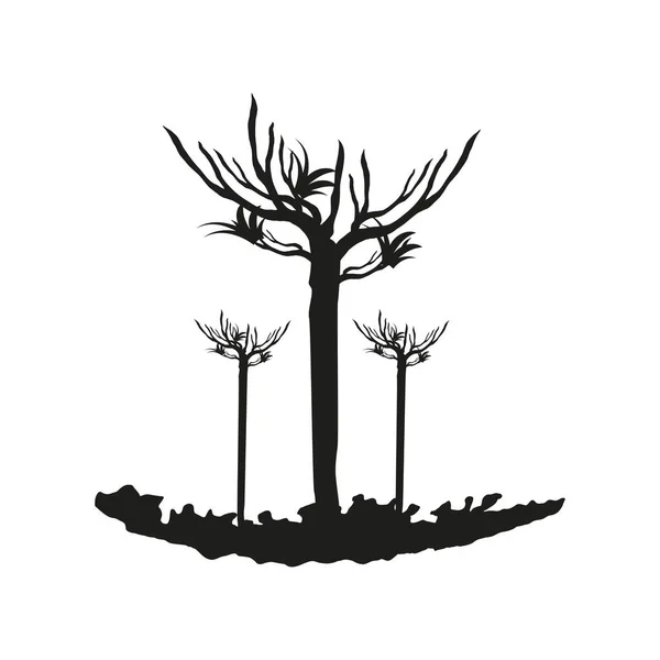 Silhouet droge bomen — Stockvector