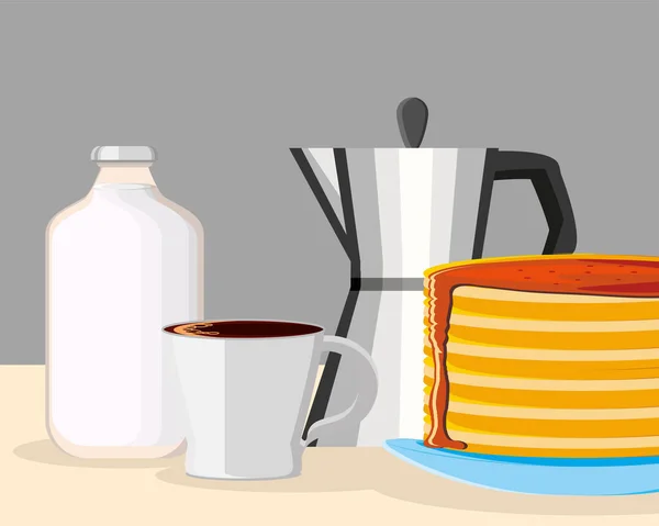 Сніданки млинці кава — стоковий вектор