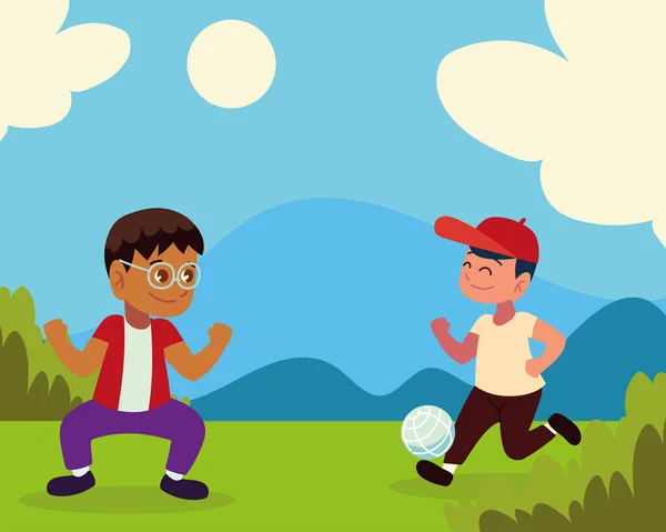 Дети играют с мячом — стоковый вектор
