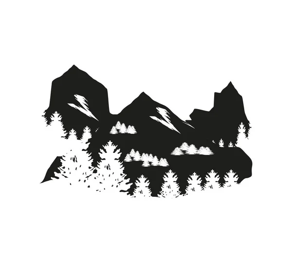 Силует гірський ліс — стоковий вектор