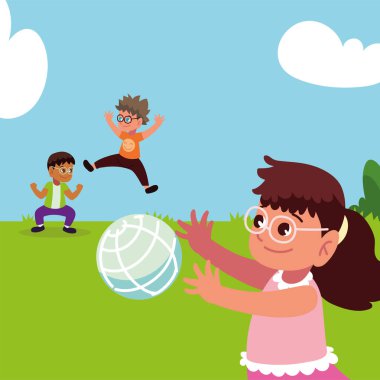 Çocuklar parkta eğleniyor.