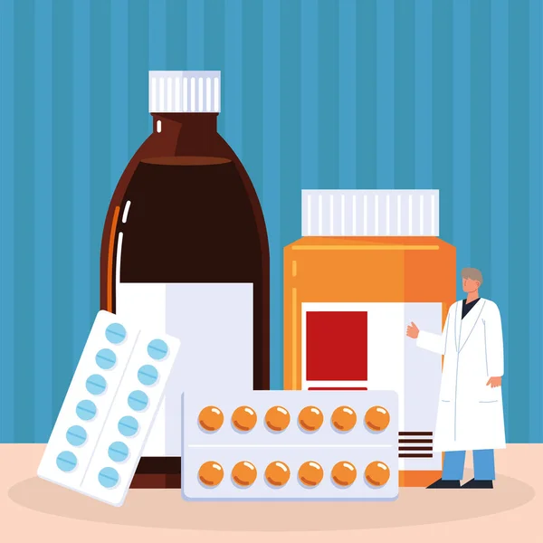 Personnel médical médicaments — Image vectorielle