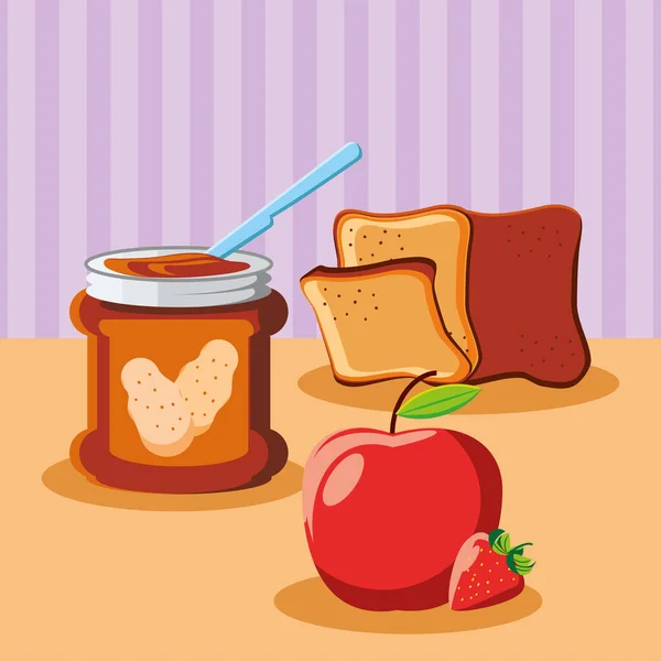 Frühstück Erdnussbutter Brot — Stockvektor