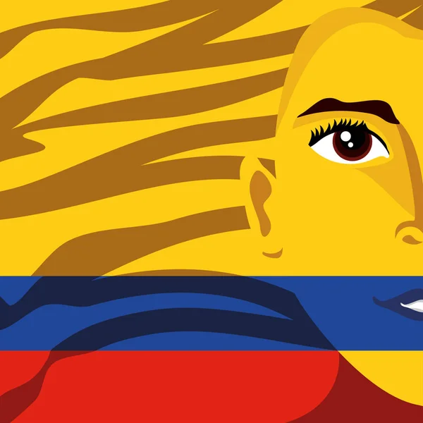 Face on Colombia flag — Stock Vector