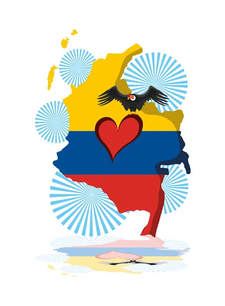 Флаг Колумбии и карта — стоковый вектор